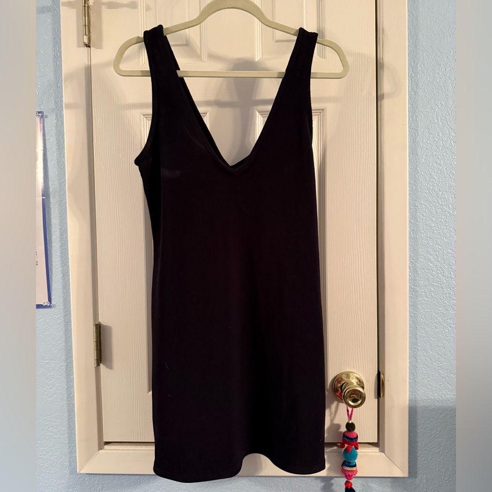Black Sleeveless V-Neck Mini Dress